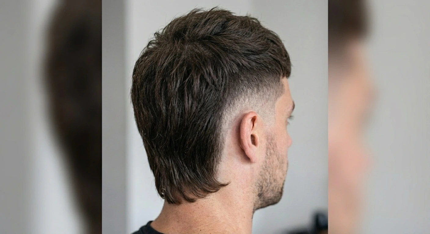 Modern Mullet Haircut with textured top and clean fade - Cata Luxury Barber Room Miami